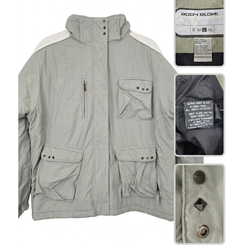 Vintage Body Glove Snowboard Jacket Mens Large Sage Green Y2K Ski Parka 2006